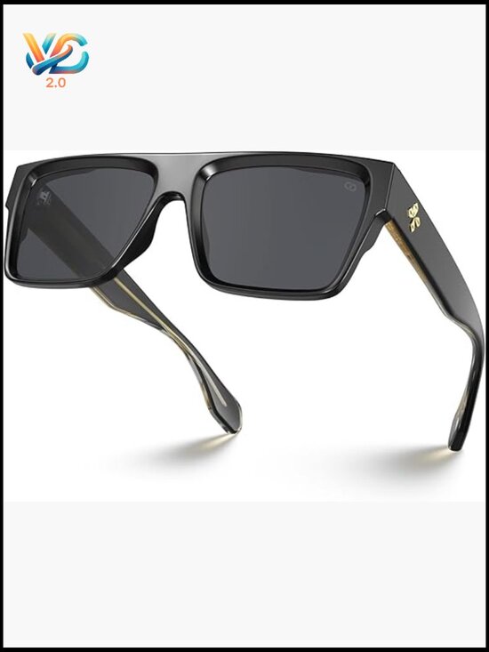 Oversized Square Flat Top Sunglasses Retro Trendy UV400 Protection Shades main image 6